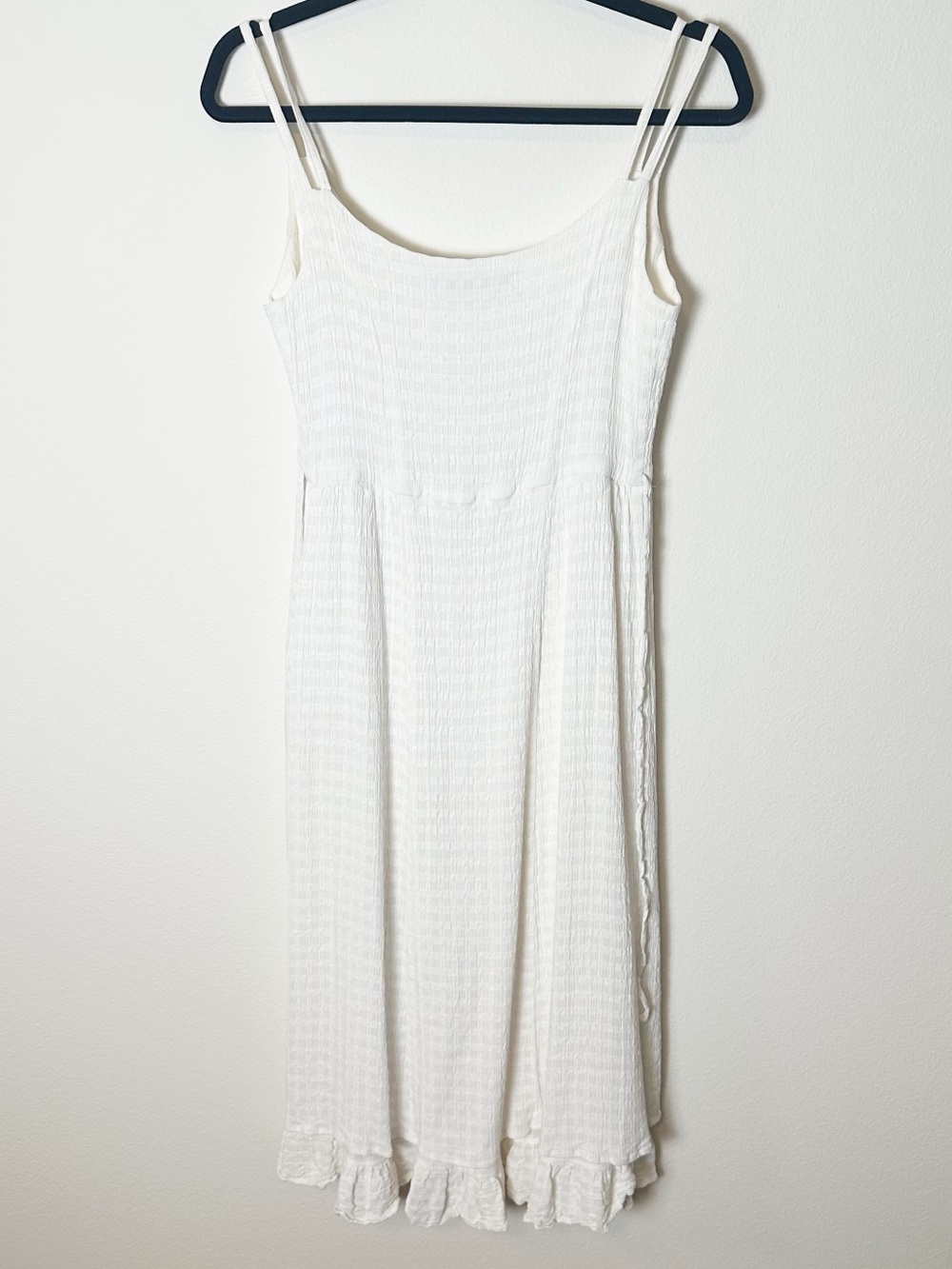 Christy Dawn Nicks Midi Dress White Cream Textured Woven Material Medium - Picture 4 of 9